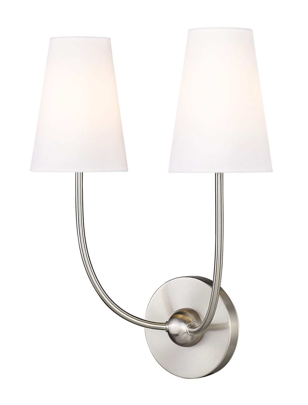 Shannon Two Light Wall Sconce in Brushed Nickel - available from The Lighting Shoppe, trusted by Canadian homeowners