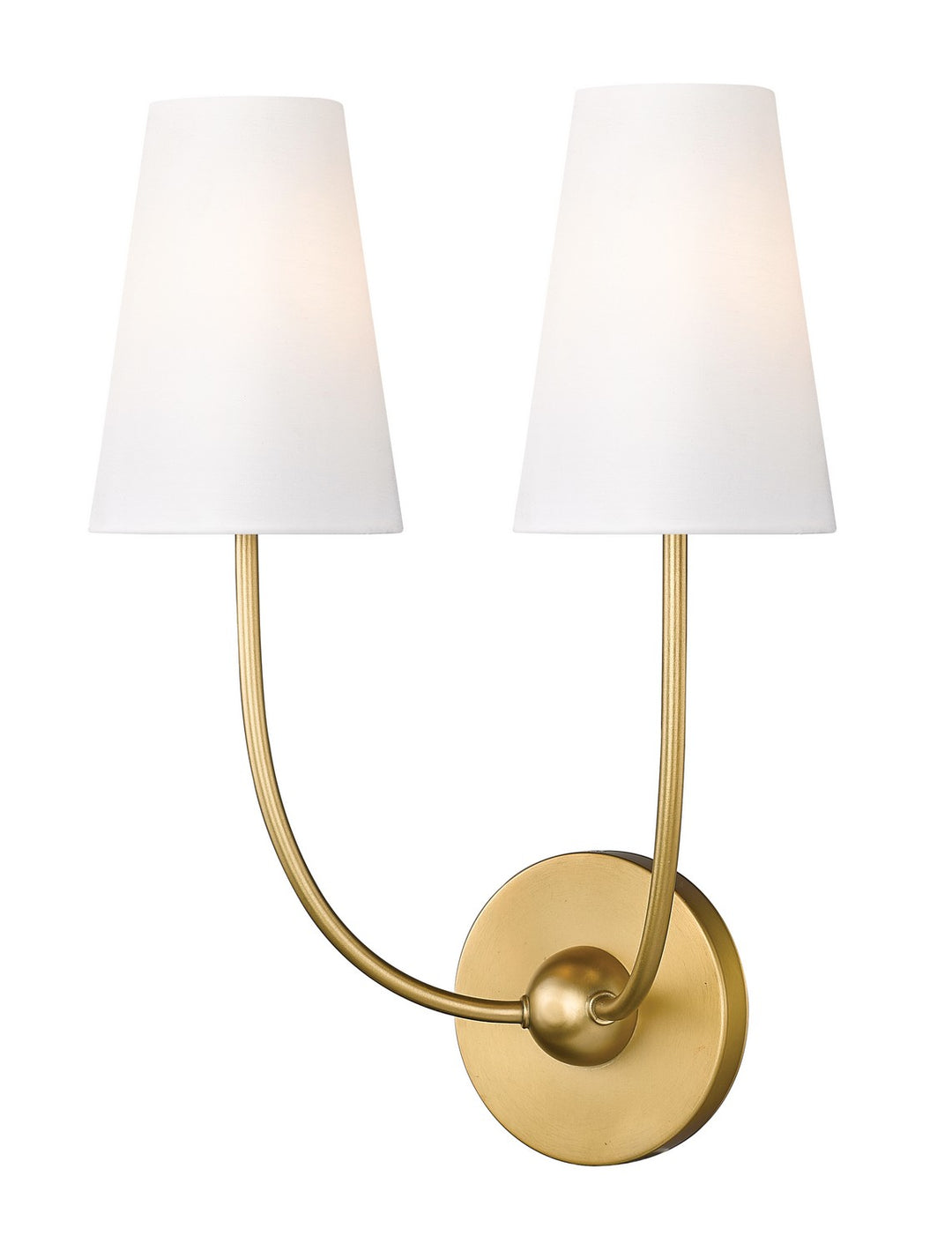 Shannon Two Light Wall Sconce in Rubbed Brass - available from The Lighting Shoppe, trusted by Canadian homeowners