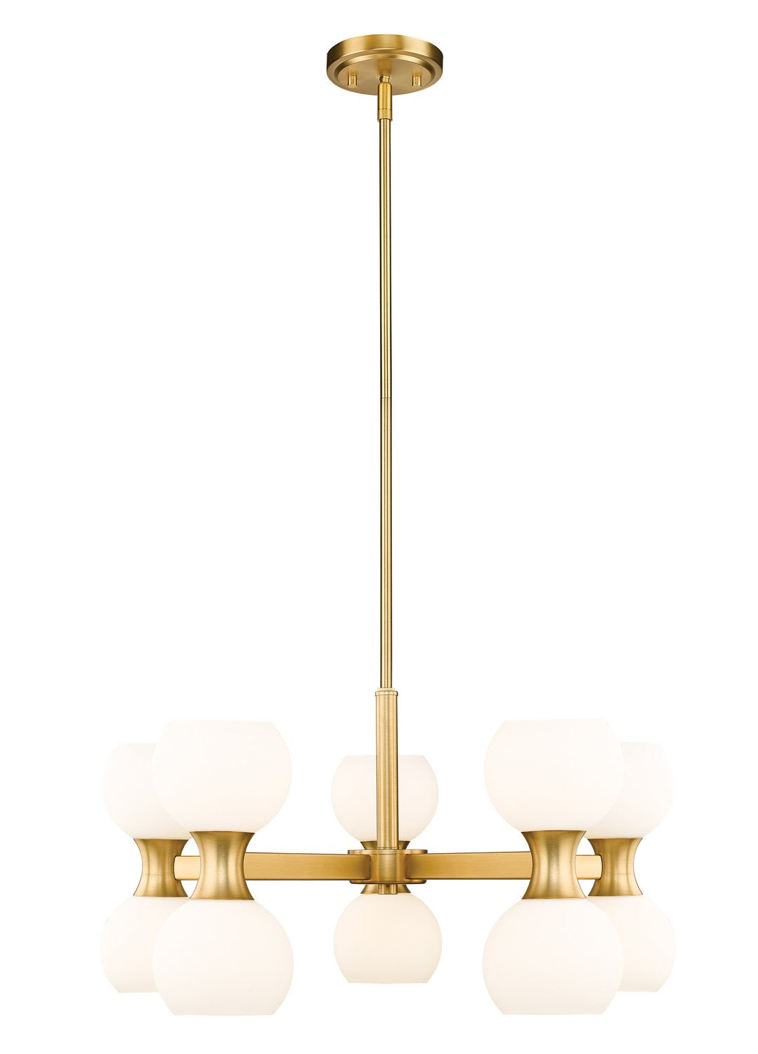 Artemis Ten Light Chandelier in Modern Gold - available from The Lighting Shoppe, trusted by Canadian homeowners