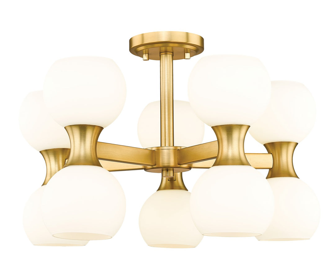 Artemis Ten Light Semi Flush Mount in Modern Gold - available from The Lighting Shoppe, trusted by Canadian homeowners