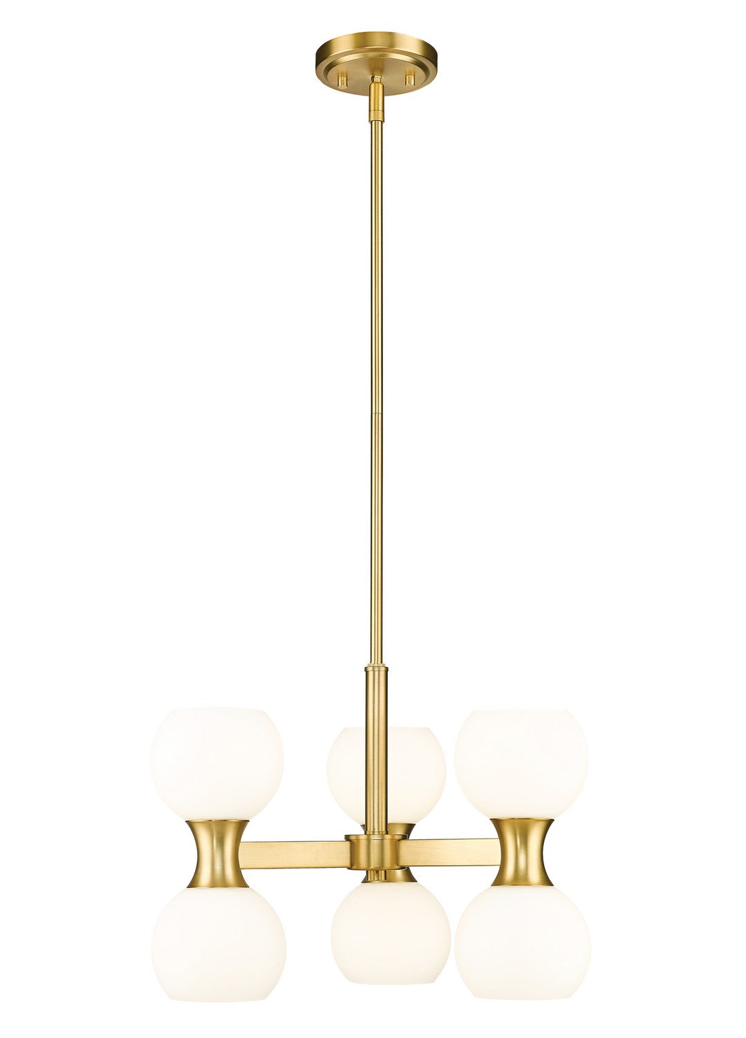 Artemis Six Light Chandelier in Modern Gold - available from The Lighting Shoppe, trusted by Canadian homeowners