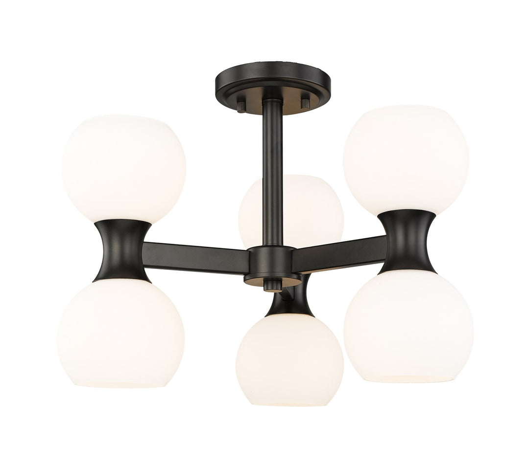 Artemis Six Light Semi Flush Mount in Matte Black - available from The Lighting Shoppe, trusted by Canadian homeowners