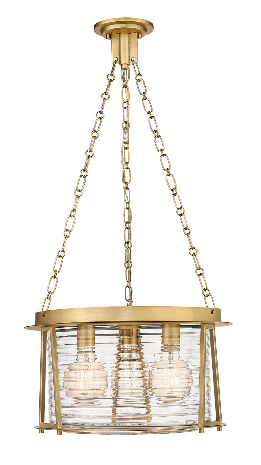 Cape Harbor Three Light Pendant in Rubbed Brass - available from The Lighting Shoppe, trusted by Canadian homeowners