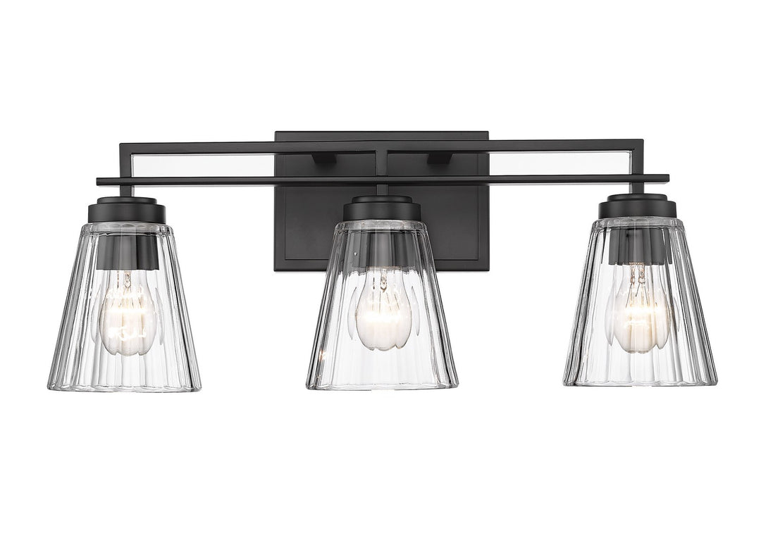 Lyna Three Light Vanity in Matte Black - available from The Lighting Shoppe, trusted by Canadian homeowners