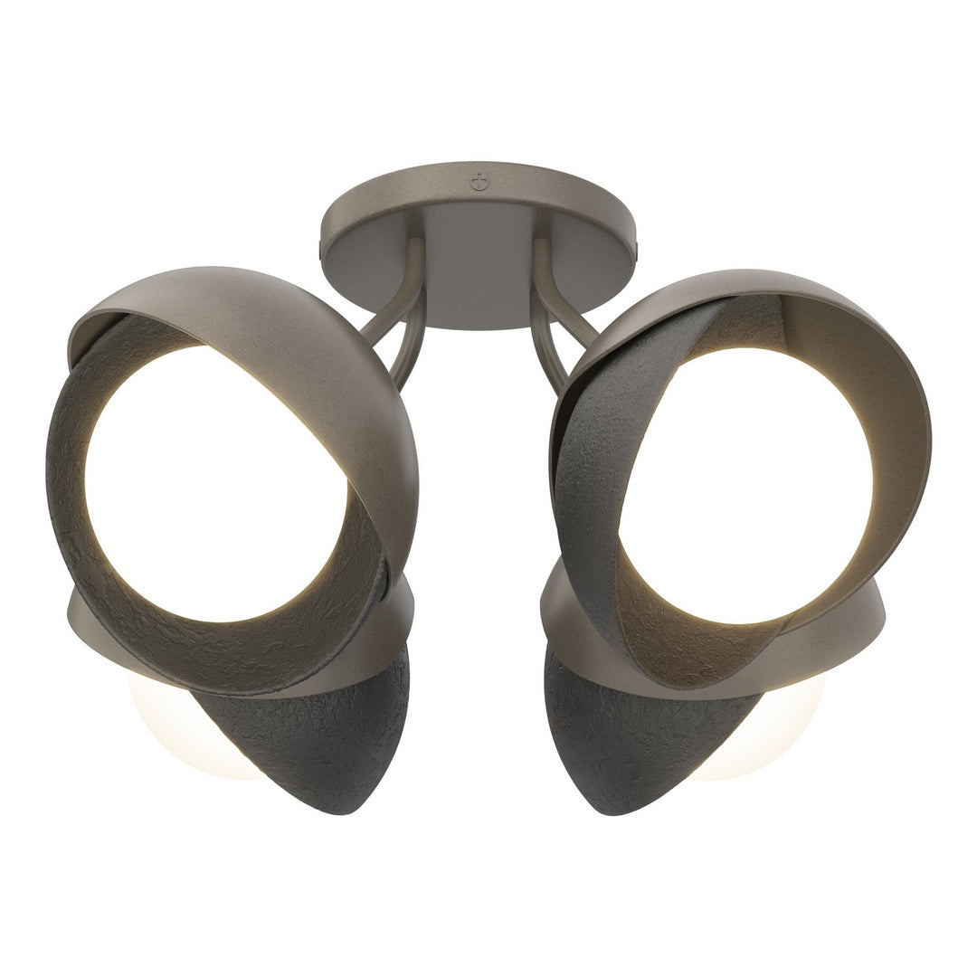 Hubbardton Forge Canada - 121376-SKT-07-10-GG0711 - Four Light Semi-Flush Mount - Brooklyn - Dark Smoke