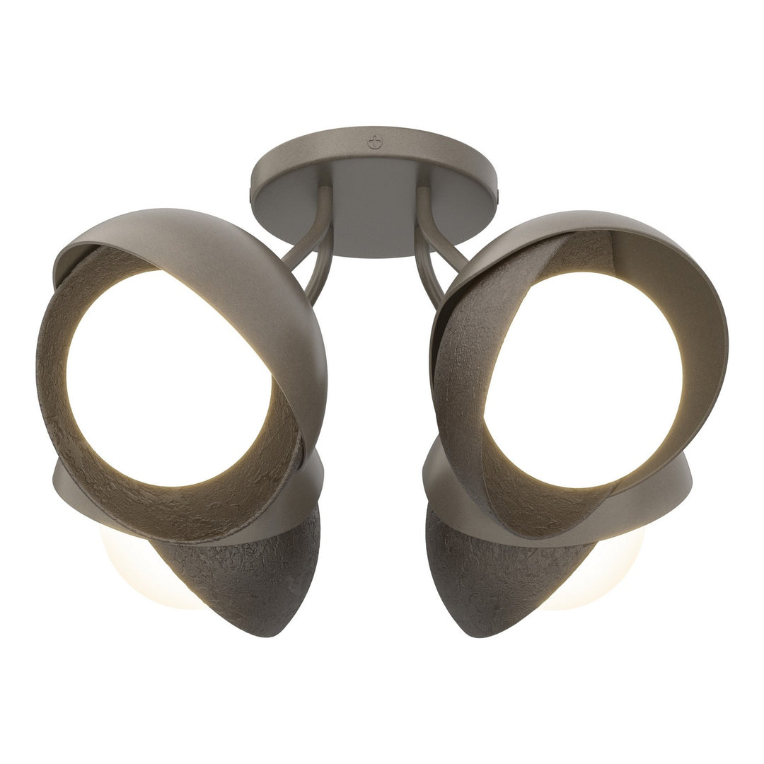 Hubbardton Forge Canada - 121376-SKT-07-14-GG0711 - Four Light Semi-Flush Mount - Brooklyn - Dark Smoke
