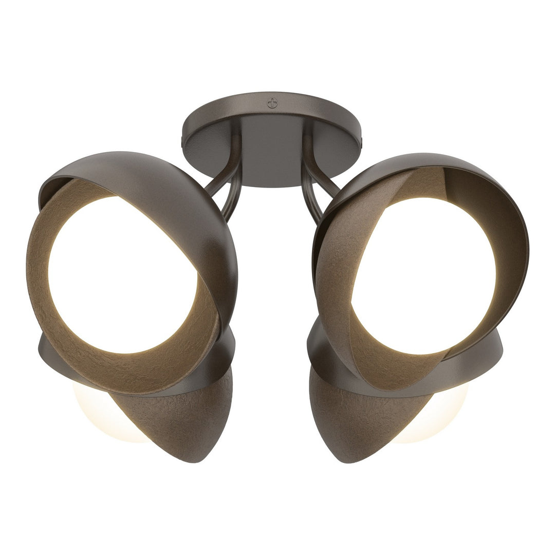 Hubbardton Forge Canada - 121376-SKT-14-05-GG0711 - Four Light Semi-Flush Mount - Brooklyn - Oil Rubbed Bronze