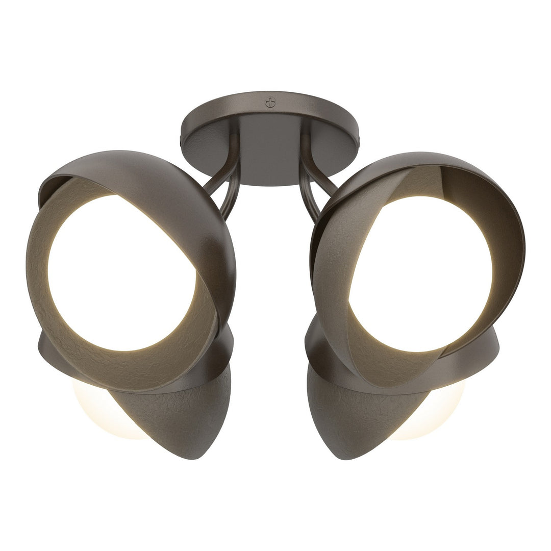 Hubbardton Forge Canada - 121376-SKT-14-07-GG0711 - Four Light Semi-Flush Mount - Brooklyn - Oil Rubbed Bronze