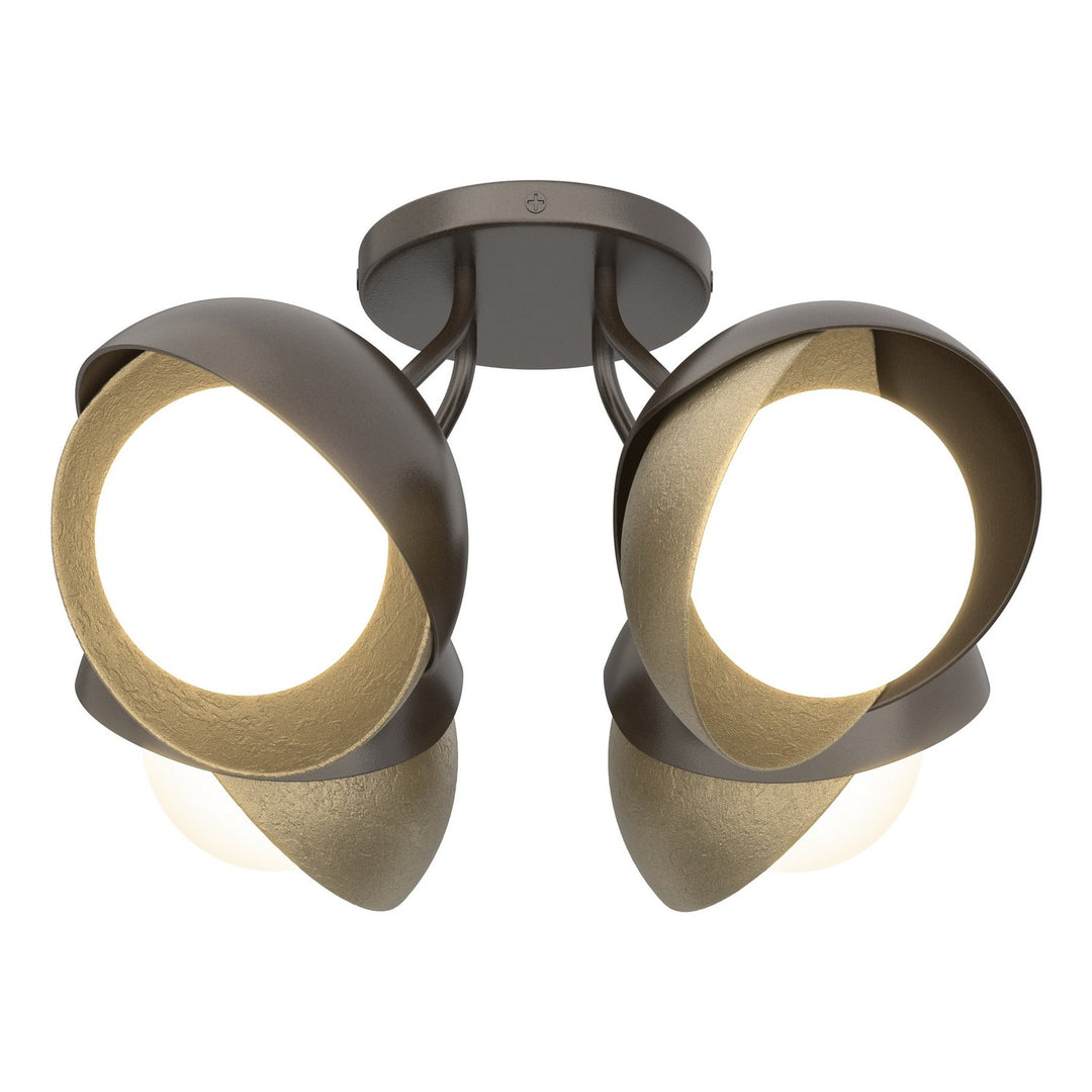 Hubbardton Forge Canada - 121376-SKT-14-84-GG0711 - Four Light Semi-Flush Mount - Brooklyn - Oil Rubbed Bronze