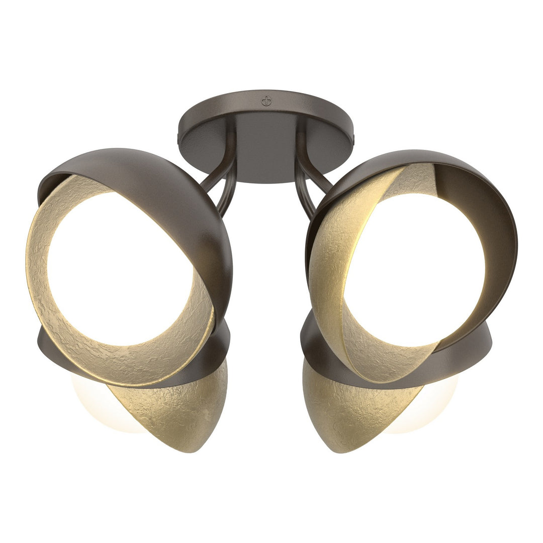 Hubbardton Forge Canada - 121376-SKT-14-86-GG0711 - Four Light Semi-Flush Mount - Brooklyn - Oil Rubbed Bronze