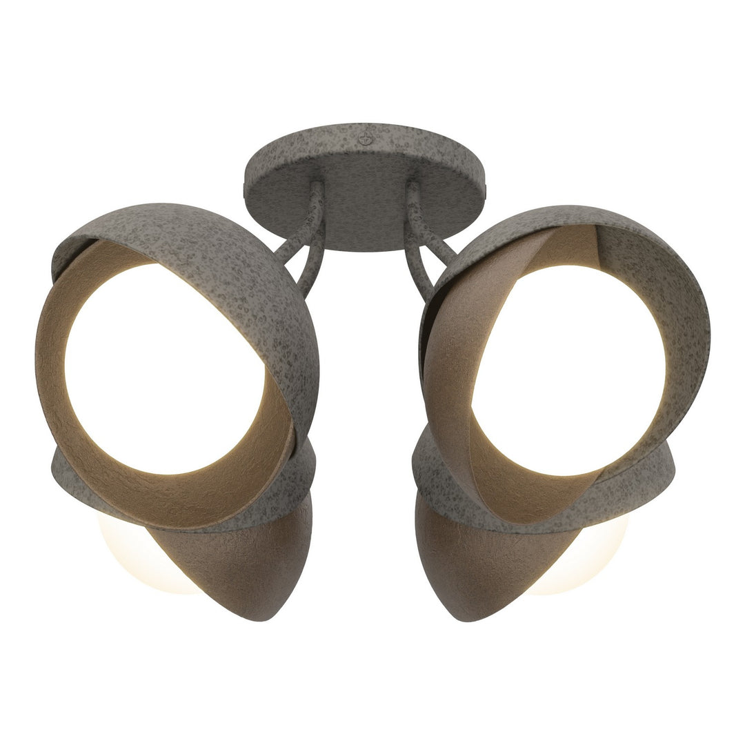 Hubbardton Forge Canada - 121376-SKT-20-05-GG0711 - Four Light Semi-Flush Mount - Brooklyn - Natural Iron