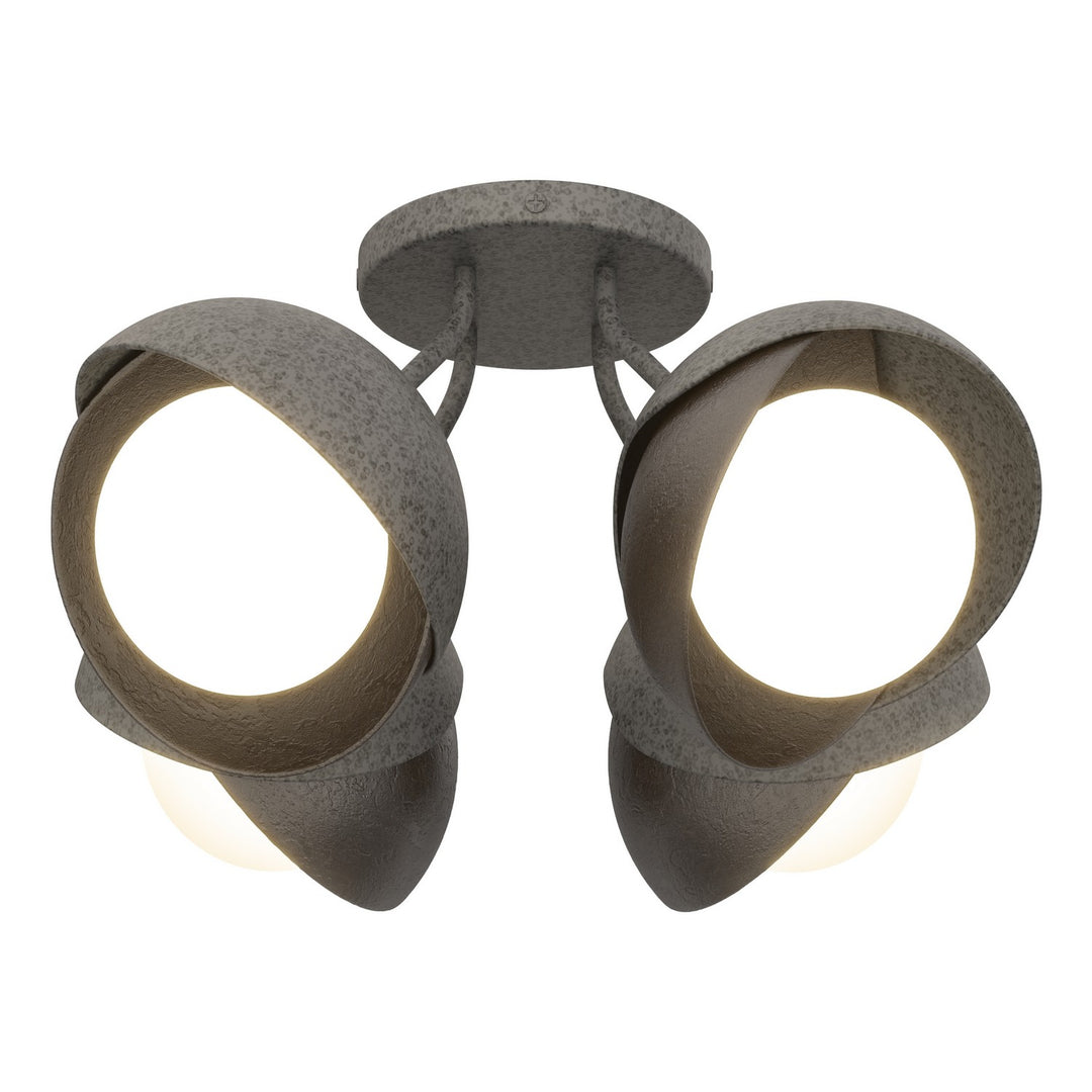Hubbardton Forge Canada - 121376-SKT-20-14-GG0711 - Four Light Semi-Flush Mount - Brooklyn - Natural Iron