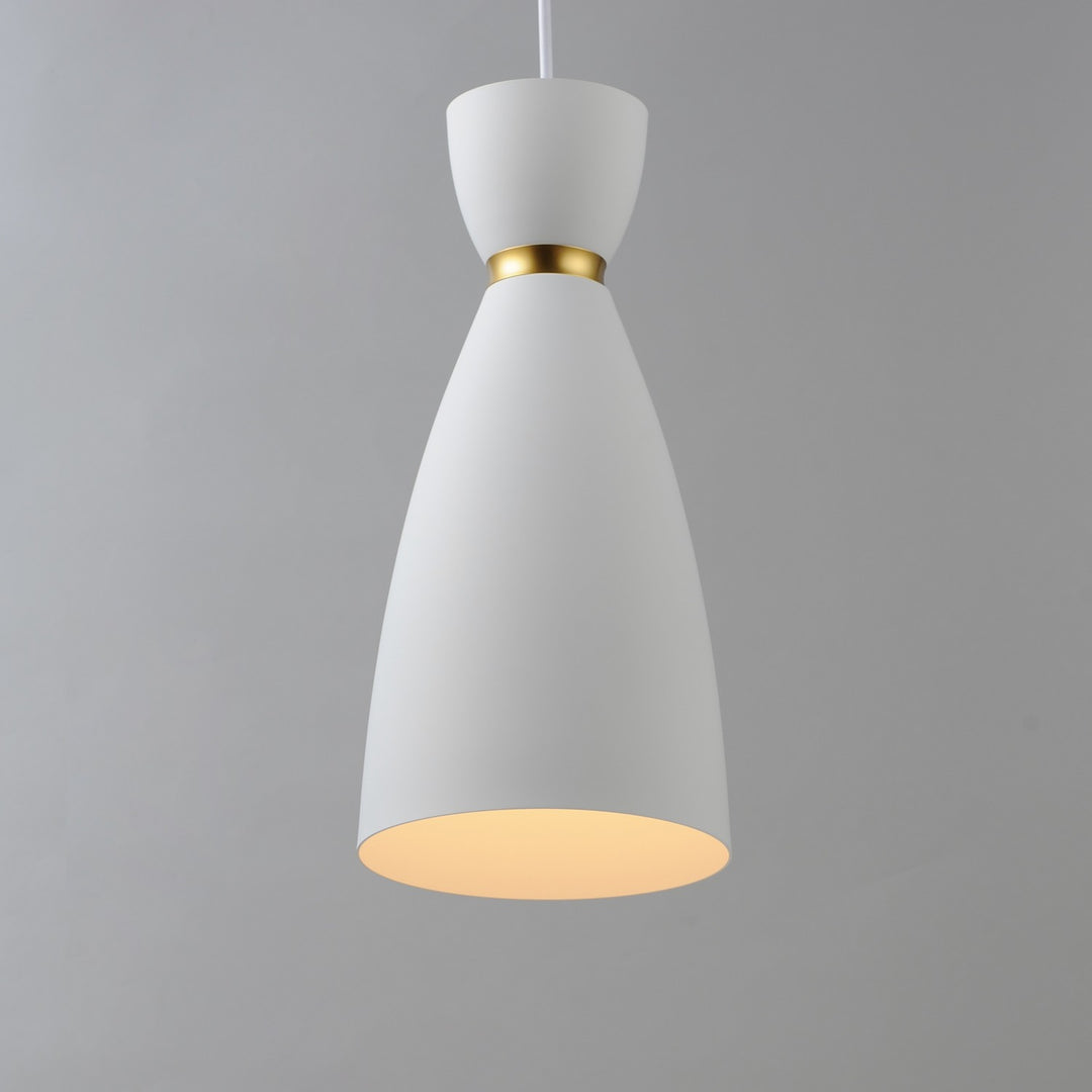 Maxim - 11301WTSBR - One Light Mini Pendant - Carillon - White/Satin Brass