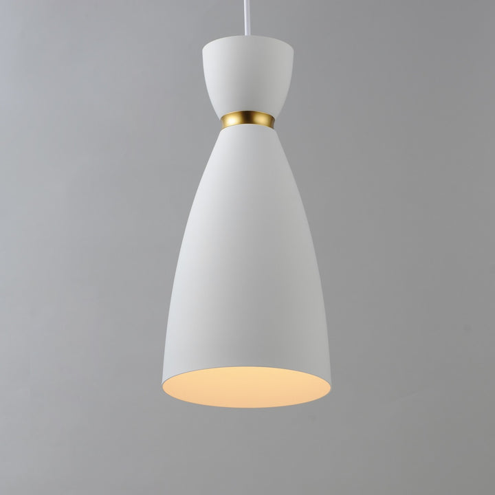 Maxim - 11301WTSBR - One Light Mini Pendant - Carillon - White/Satin Brass