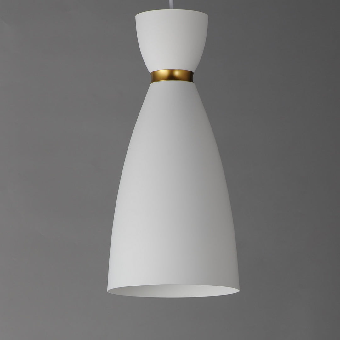 Maxim - 11301WTSBR - One Light Mini Pendant - Carillon - White/Satin Brass