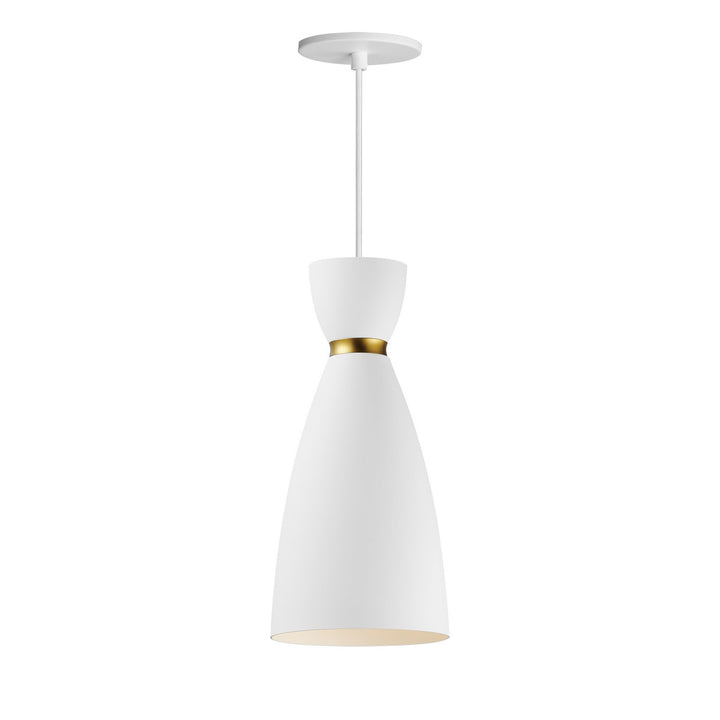 Carillon One Light Mini Pendant in White/Satin Brass - available from The Lighting Shoppe, trusted by Canadian homeowners