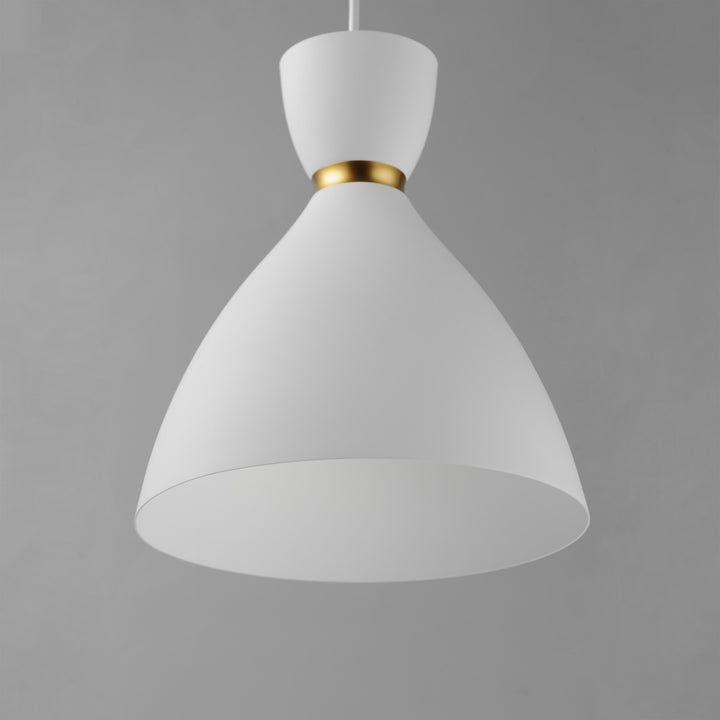 Maxim - 11302WTSBR - One Light Mini Pendant - Carillon - White/Satin Brass