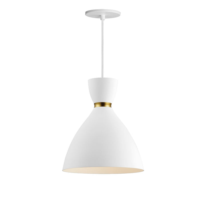 Maxim - 11302WTSBR - One Light Mini Pendant - Carillon - White/Satin Brass
