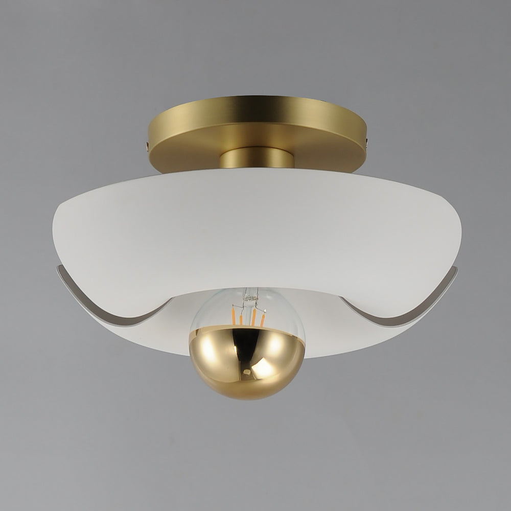 Maxim - 11390WTSBR - LED Flush Mount - Poppy - White/Satin Brass