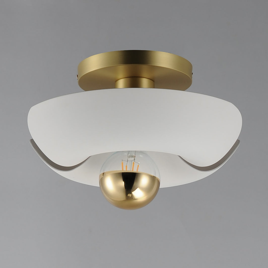 Maxim - 11390WTSBR - LED Flush Mount - Poppy - White/Satin Brass
