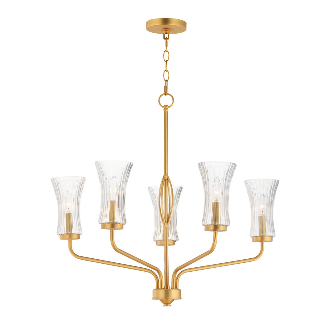 Camelot Five Light Chandelier in Natural Aged Brass
