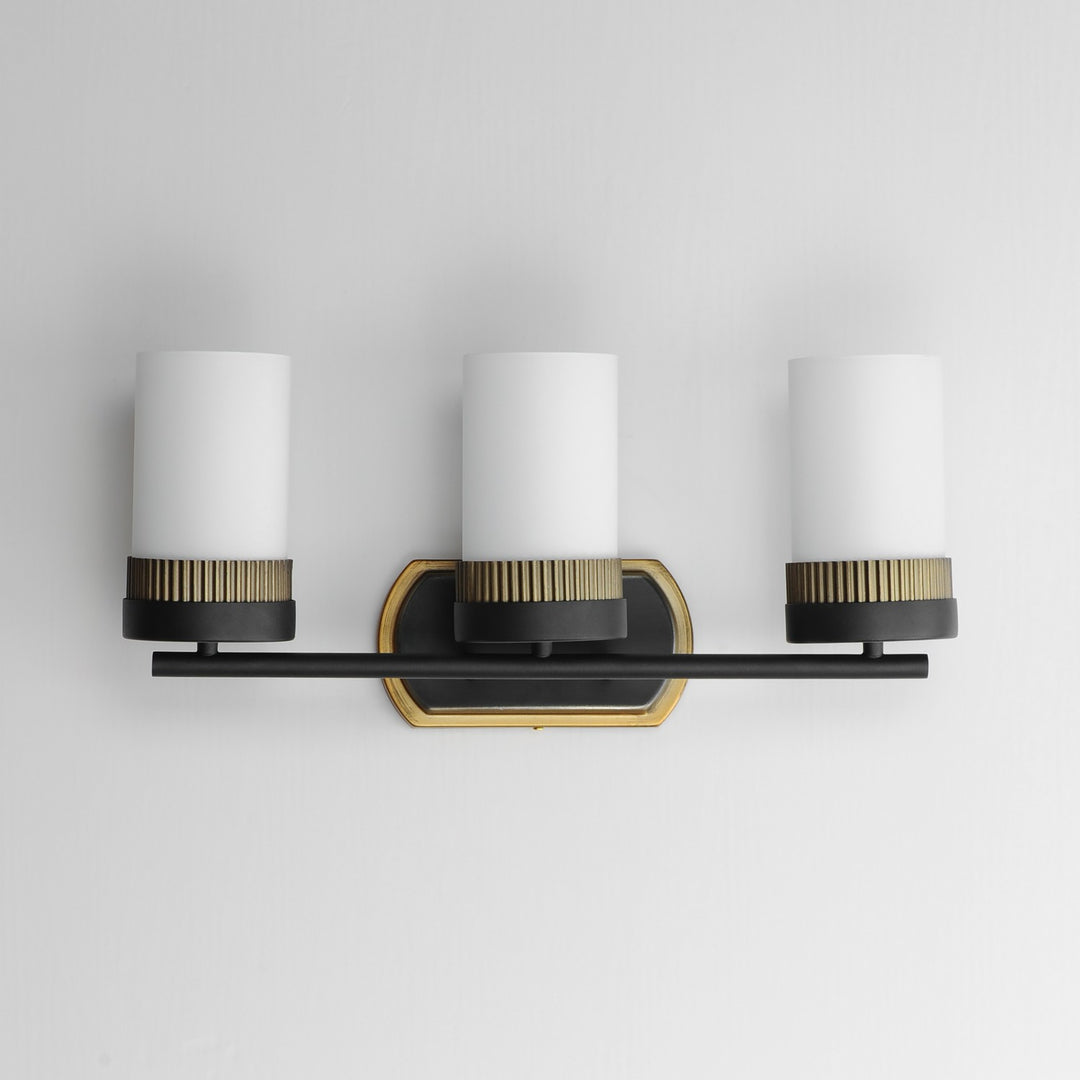 Maxim - 32652SWBKAB - Three Light Bath Vanity - Ruffles - Black / Antique Brass