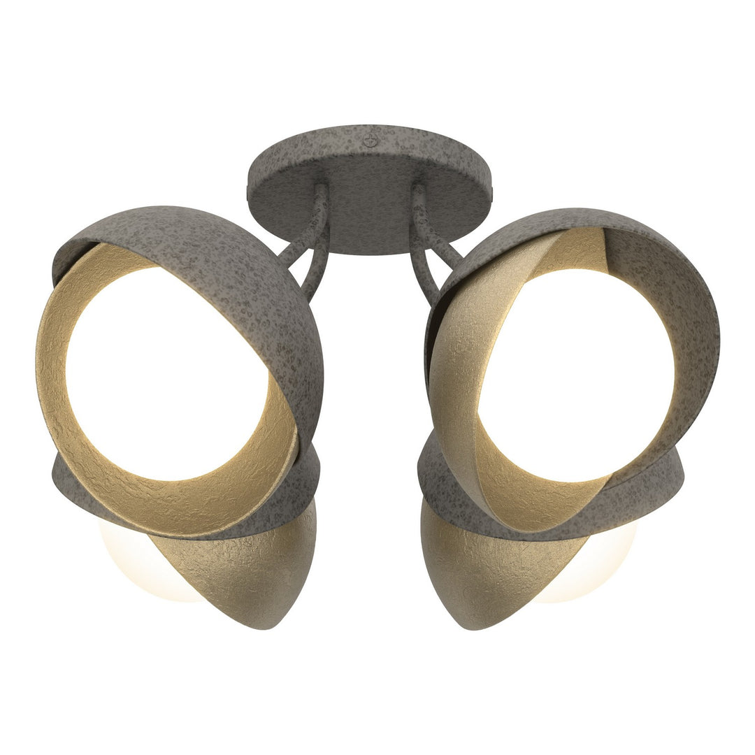 Hubbardton Forge Canada - 121376-SKT-20-84-GG0711 - Four Light Semi-Flush Mount - Brooklyn - Natural Iron