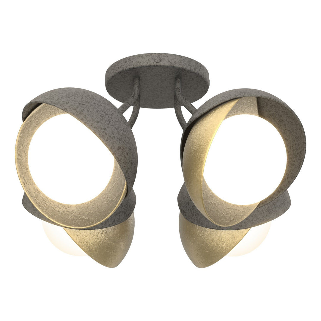 Hubbardton Forge Canada - 121376-SKT-20-86-GG0711 - Four Light Semi-Flush Mount - Brooklyn - Natural Iron