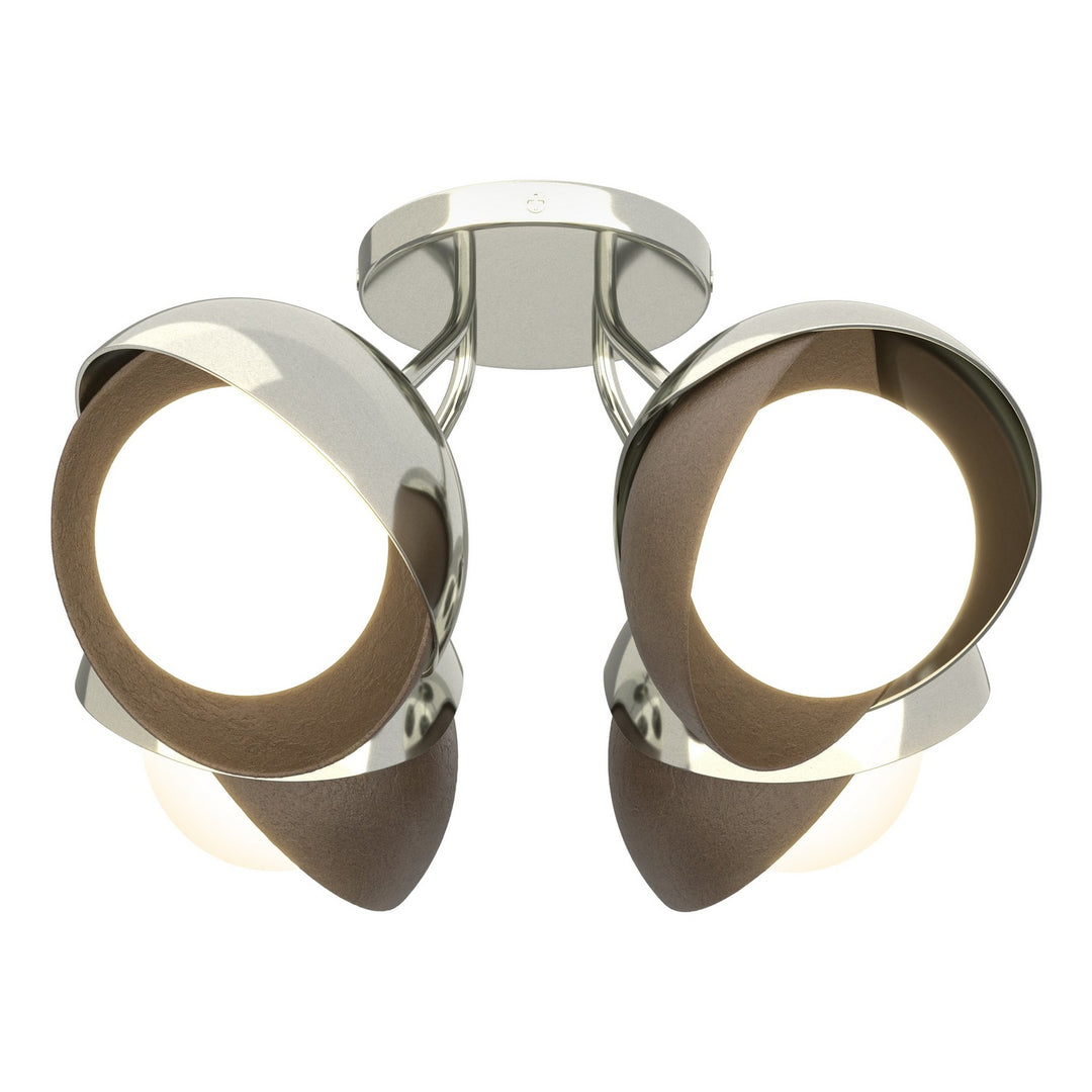 Hubbardton Forge Canada - 121376-SKT-85-05-GG0711 - Four Light Semi-Flush Mount - Brooklyn - Sterling