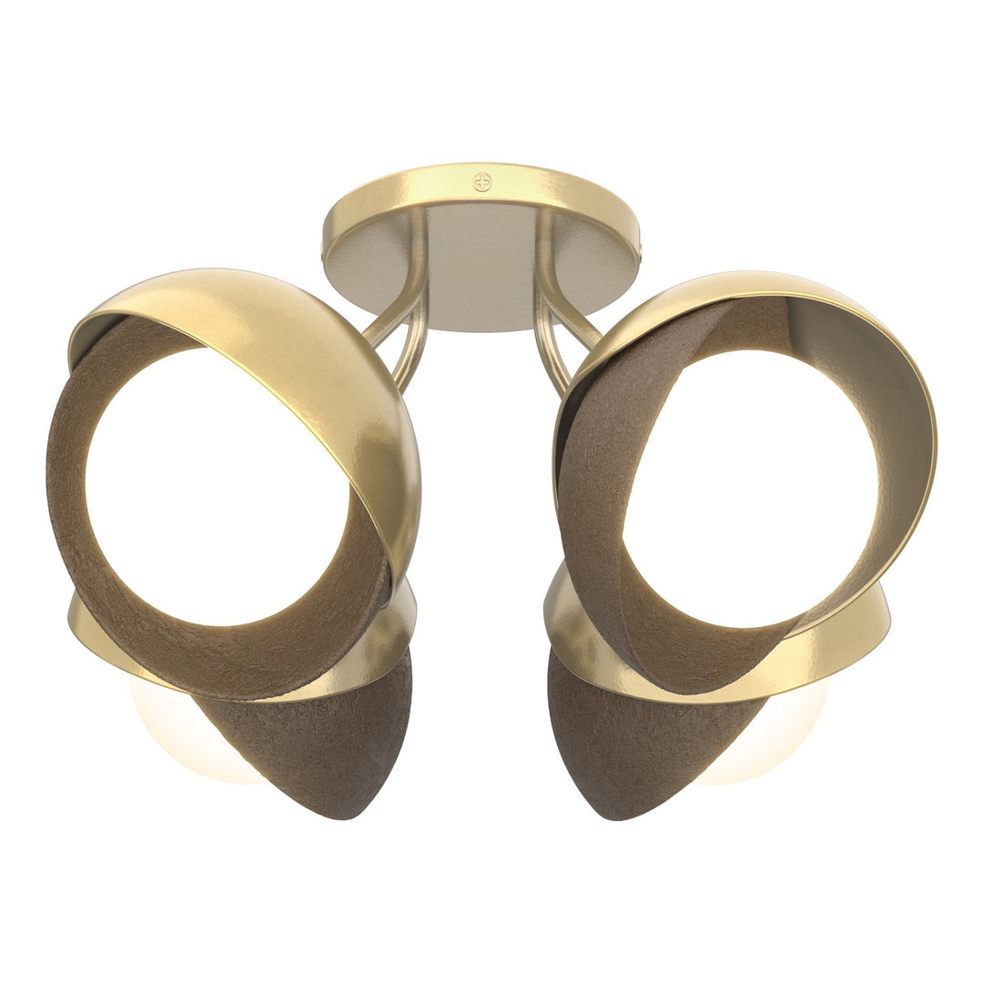 Hubbardton Forge Canada - 121376-SKT-86-05-GG0711 - Four Light Semi-Flush Mount - Brooklyn - Modern Brass