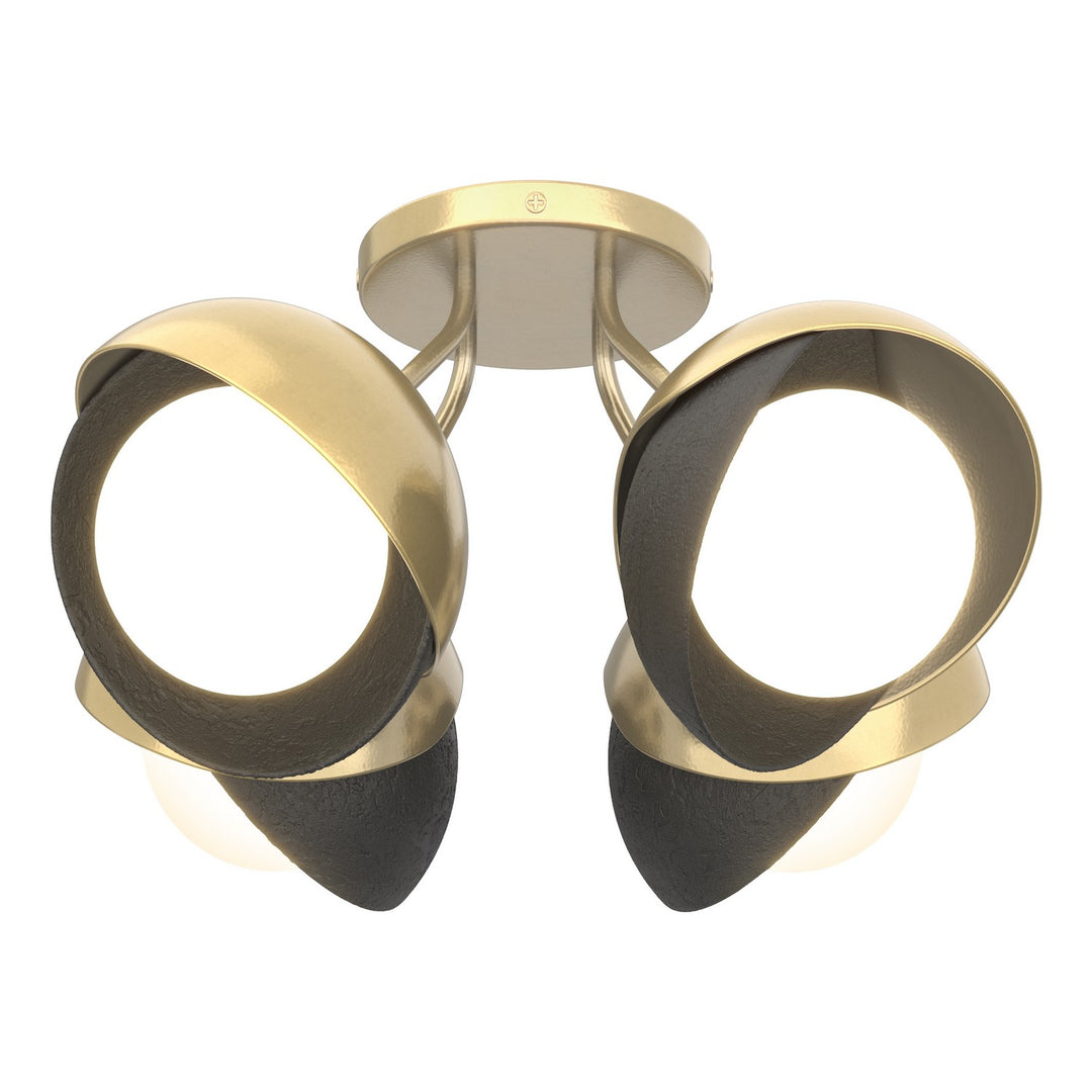 Hubbardton Forge Canada - 121376-SKT-86-10-GG0711 - Four Light Semi-Flush Mount - Brooklyn - Modern Brass