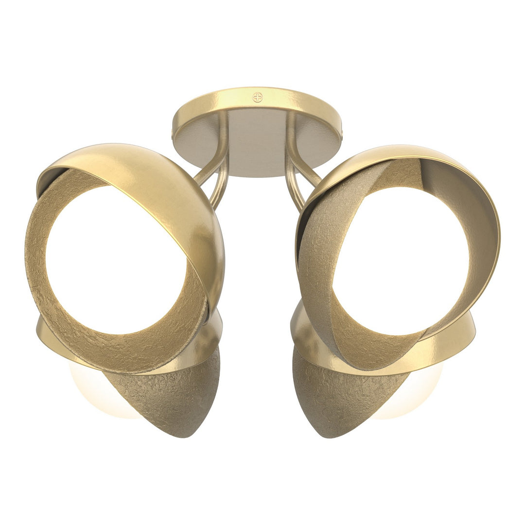 Hubbardton Forge Canada - 121376-SKT-86-84-GG0711 - Four Light Semi-Flush Mount - Brooklyn - Modern Brass