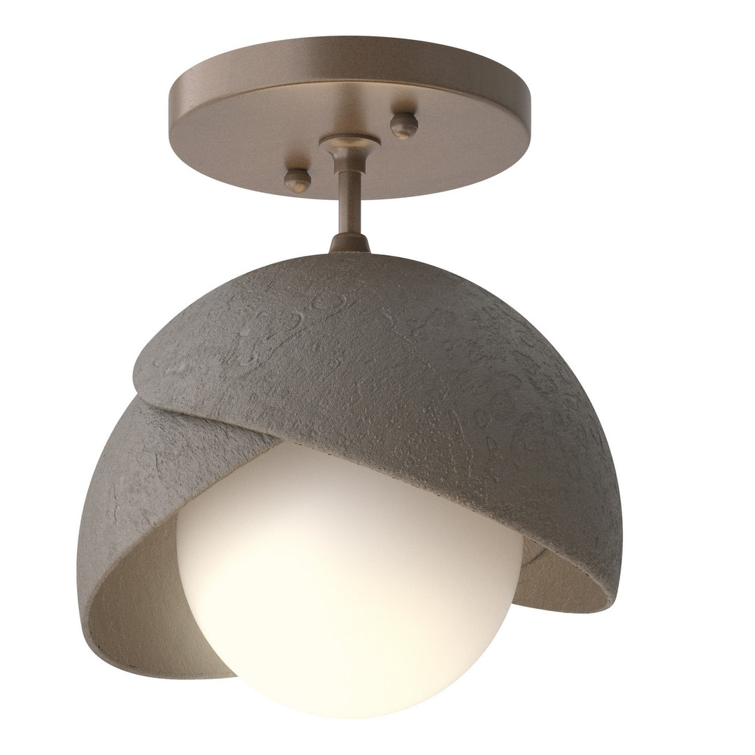 Hubbardton Forge Canada - 121377-SKT-05-07-GG0711 - One Light Semi-Flush Mount - Brooklyn - Bronze