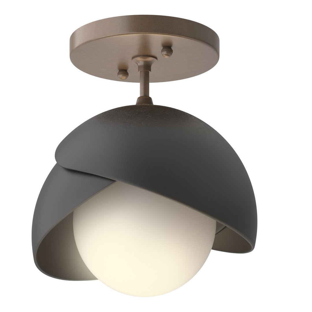 Hubbardton Forge Canada - 121377-SKT-05-10-GG0711 - One Light Semi-Flush Mount - Brooklyn - Bronze