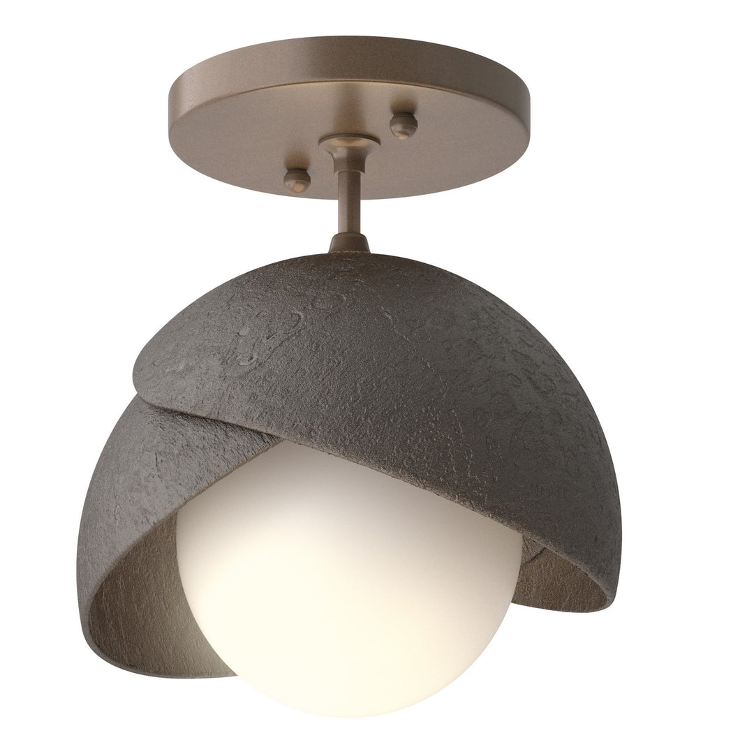 Hubbardton Forge Canada - 121377-SKT-05-14-GG0711 - One Light Semi-Flush Mount - Brooklyn - Bronze
