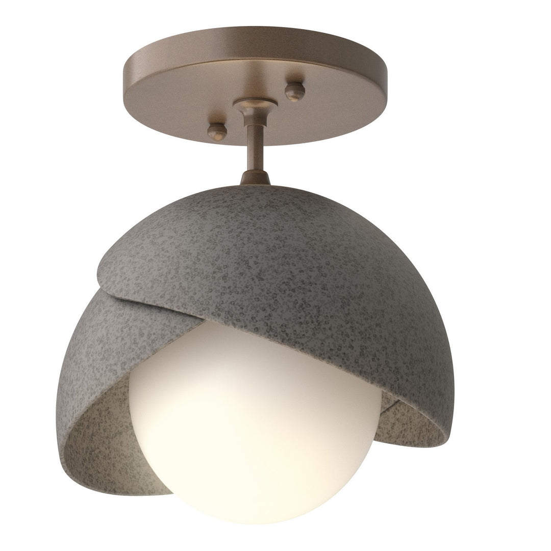 Hubbardton Forge Canada - 121377-SKT-05-20-GG0711 - One Light Semi-Flush Mount - Brooklyn - Bronze