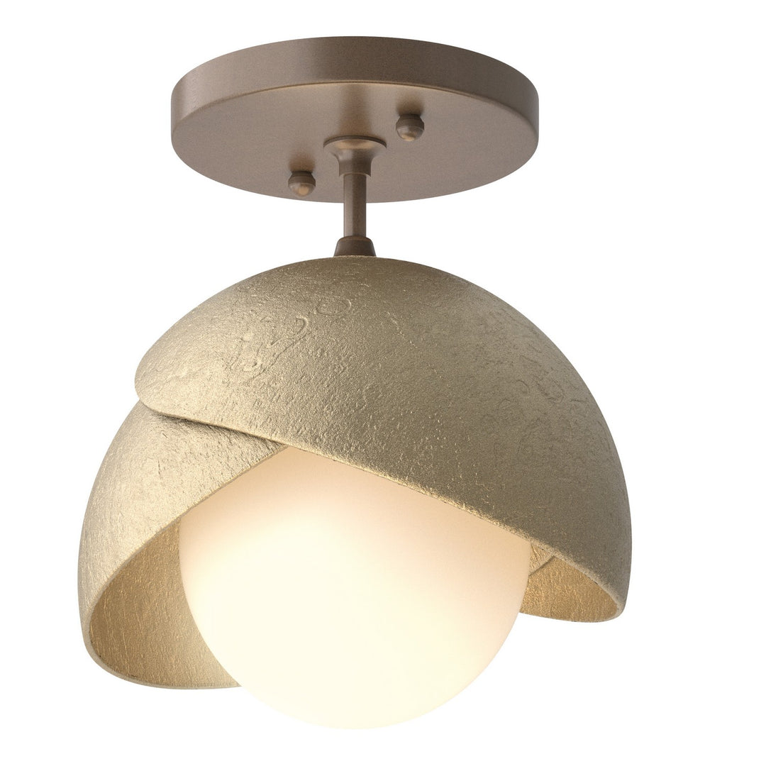 Hubbardton Forge Canada - 121377-SKT-05-84-GG0711 - One Light Semi-Flush Mount - Brooklyn - Bronze