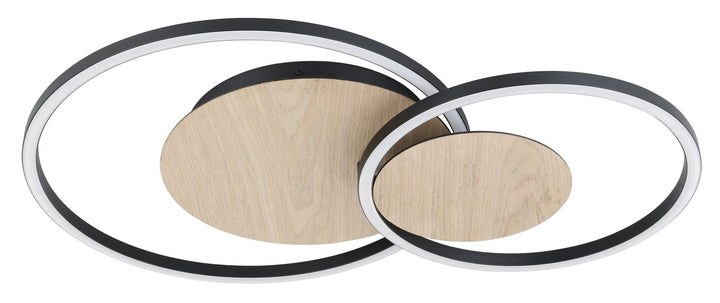 Palma LED Ceiling Mount in Structured Black, Veneer Oak - available from The Lighting Shoppe, trusted by Canadian homeowners