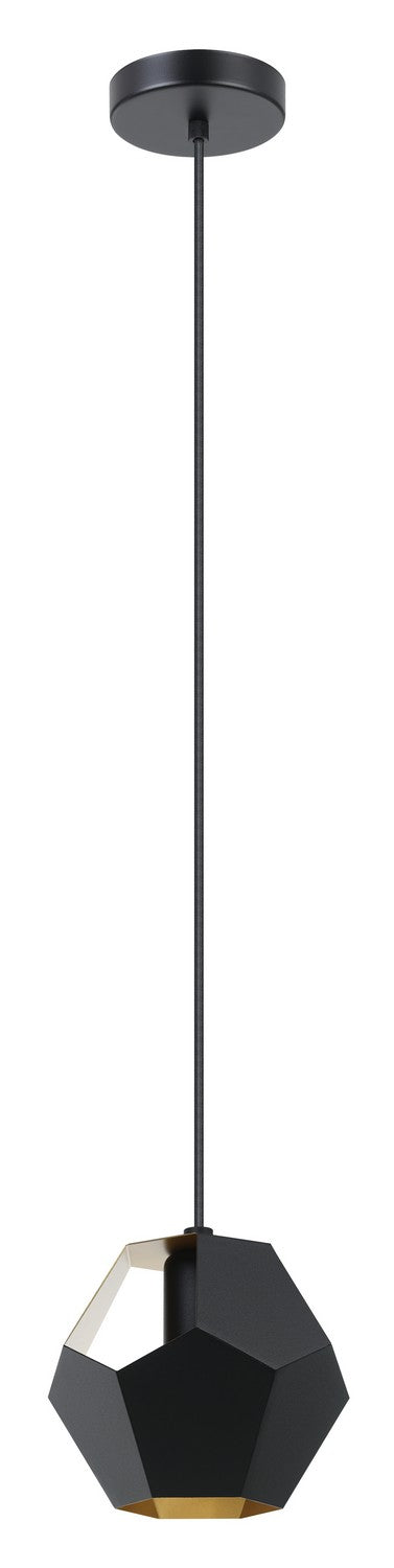 Rasigures One Light Mini Pendant in Structured Black And Gold - available from The Lighting Shoppe, trusted by Canadian homeowners