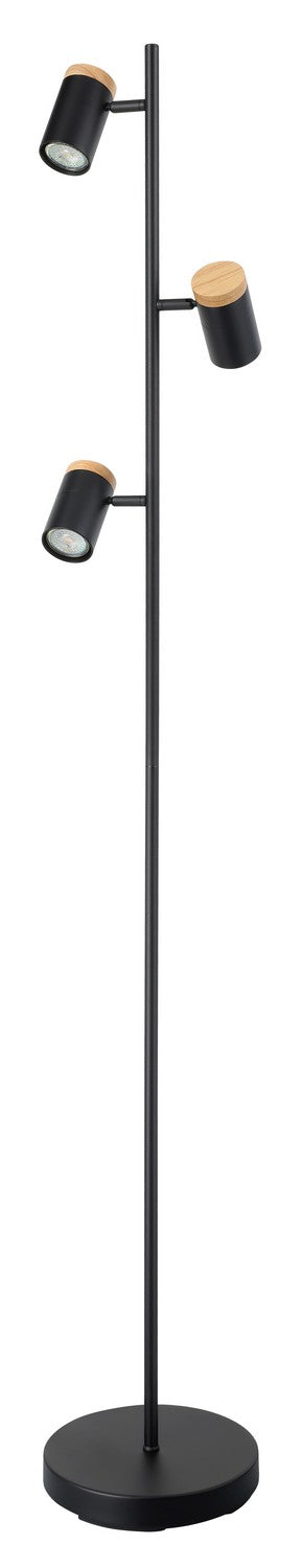 Chatterton LED Floor Lamp in Structured Black And Wood - available from The Lighting Shoppe, trusted by Canadian homeowners