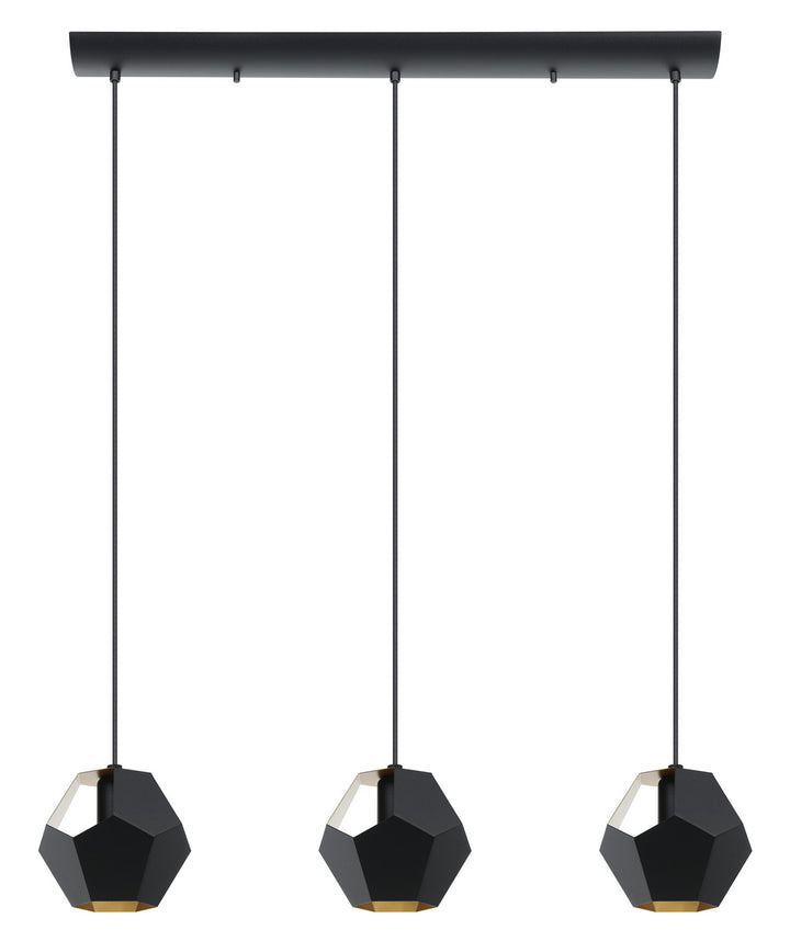 Rasigures Three Light Linear Pendant in Black - available from The Lighting Shoppe, trusted by Canadian homeowners