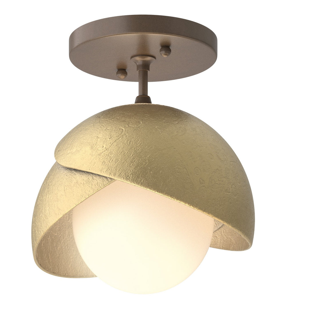 Hubbardton Forge Canada - 121377-SKT-05-86-GG0711 - One Light Semi-Flush Mount - Brooklyn - Bronze
