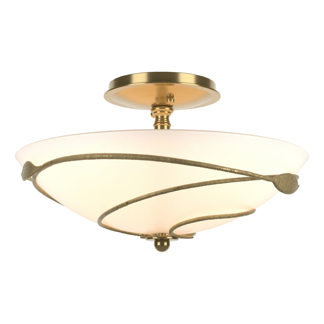 Leaf Two Light Semi-Flush Mount in Modern Brass - available from The Lighting Shoppe, trusted by Canadian homeowners