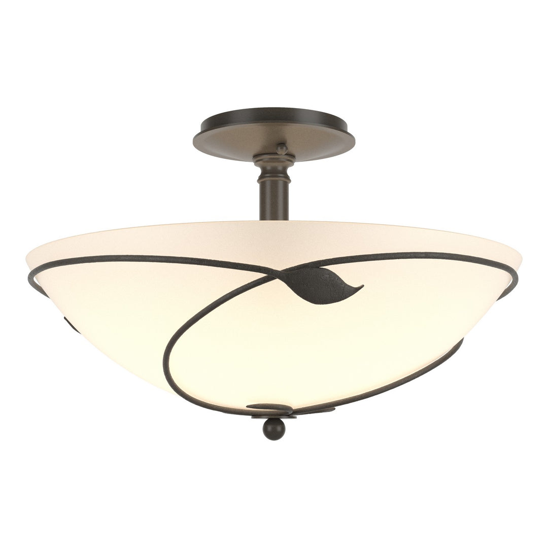 Hubbardton Forge Canada - 126732-SKT-07-GG0052 - Three Light Semi-Flush Mount - Leaf - Dark Smoke
