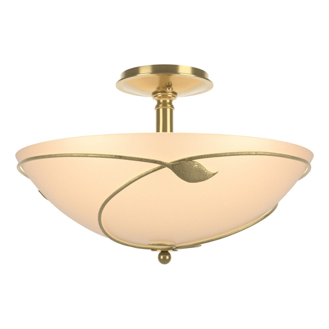 Leaf Three Light Semi Flush Mount in Modern Brass - available from The Lighting Shoppe, trusted by Canadian homeowners