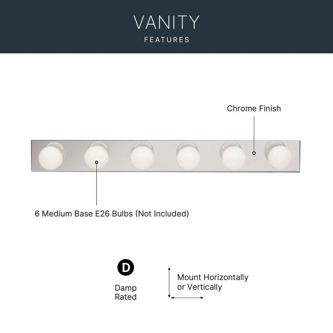 Kichler Canada - 626CH - Six Light Linear Bath - Chrome