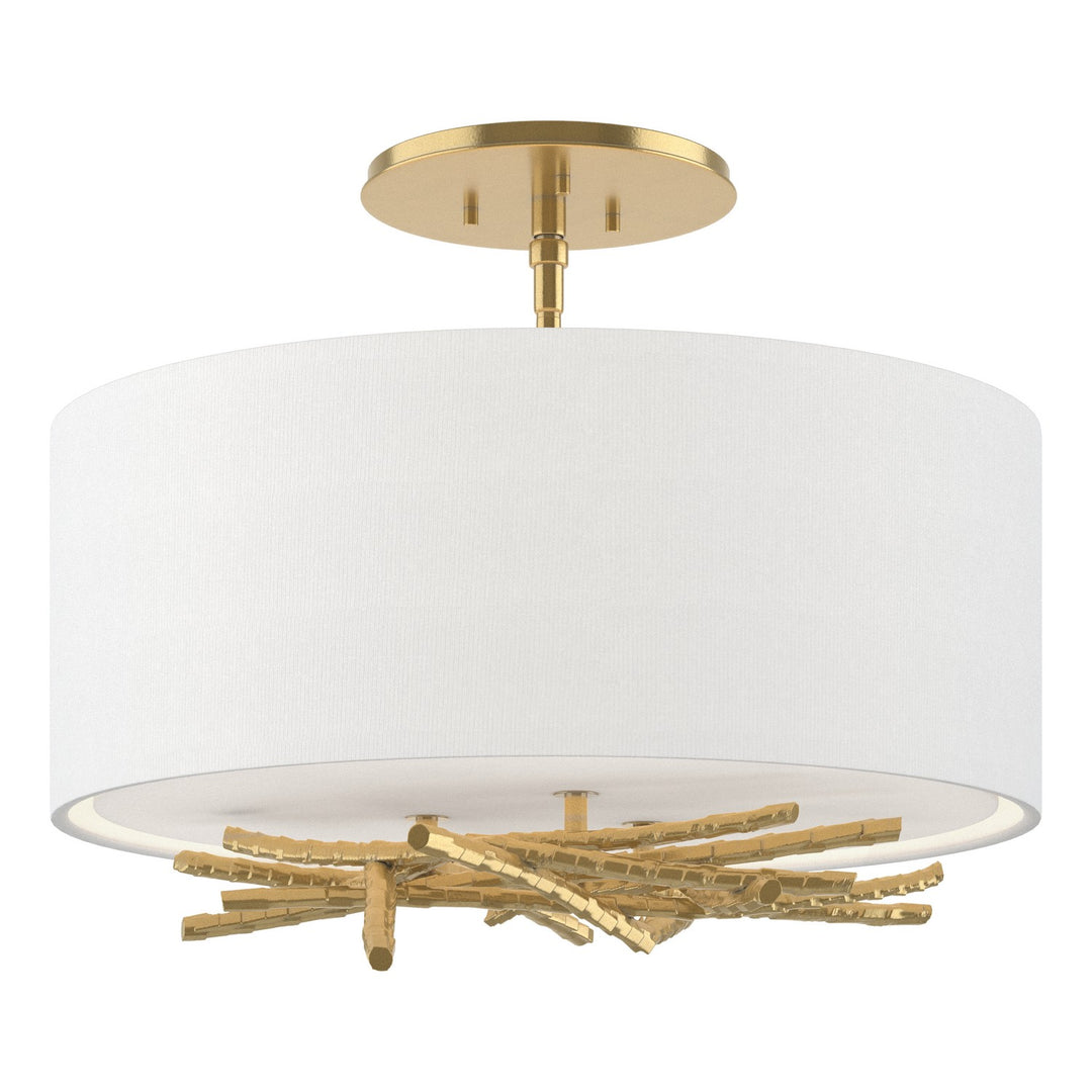 Brindille Three Light Semi Flush Mount in Modern Brass - available from The Lighting Shoppe, trusted by Canadian homeowners