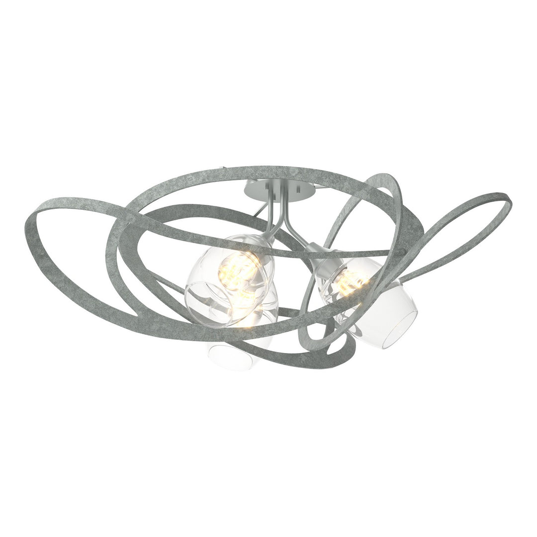 Nest Three Light Semi-Flush Mount in Vintage Platinum - available from The Lighting Shoppe, trusted by Canadian homeowners