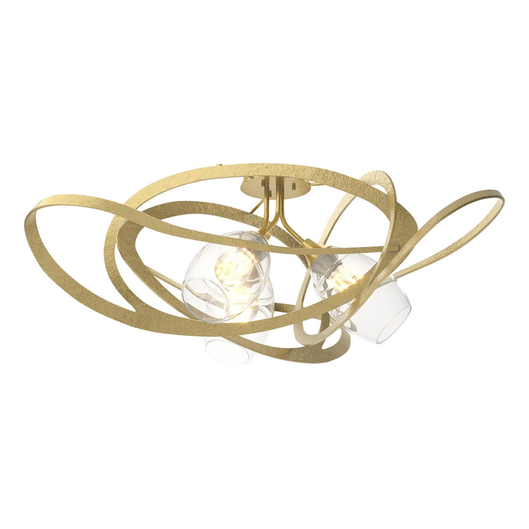 Nest Three Light Semi Flush Mount in Modern Brass - available from The Lighting Shoppe, trusted by Canadian homeowners