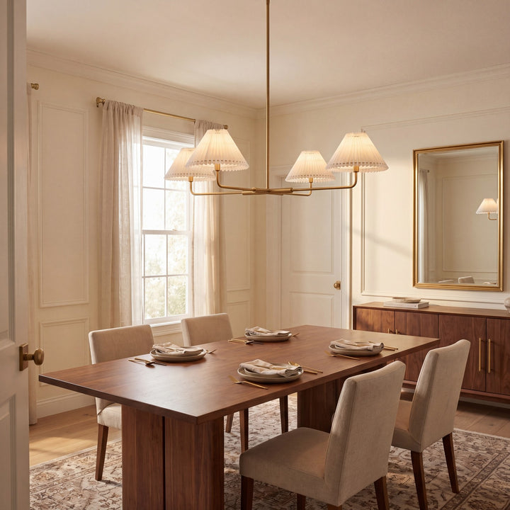 Meridian - M100121NB - Four Light Chandelier - Natural Brass